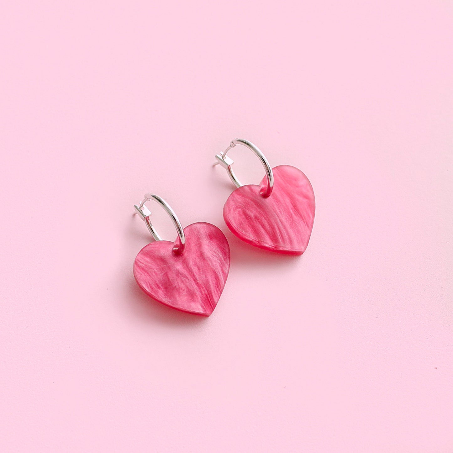 Pink baby heart hoops