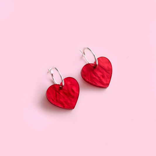 Red baby heart hoops