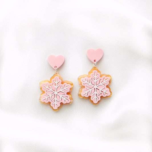 Pink snowflake cookies